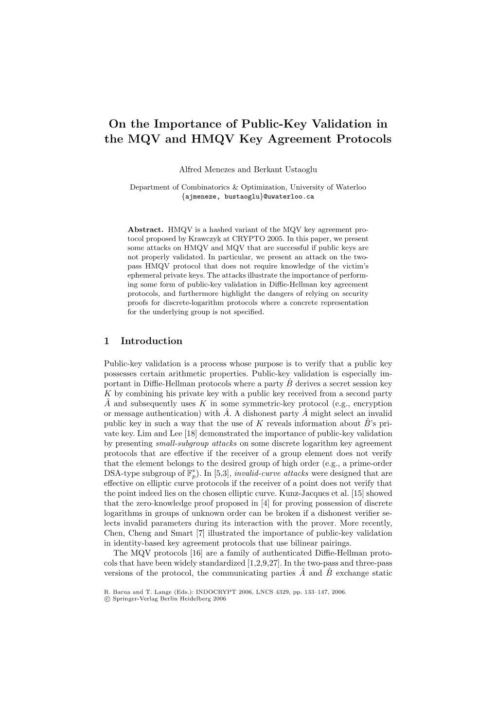 On the Importance of Public-Key Validation in the MQV and HMQV Key Agreement Protocols