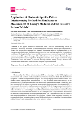 Application of Electronic Speckle Pattern Interferometry Method for Simultaneous Measurement of Young’S Modulus and the Poisson’S Ratio of Metals †