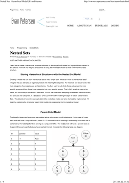 Nested Sets Hierarchical Model | Evan Petersen