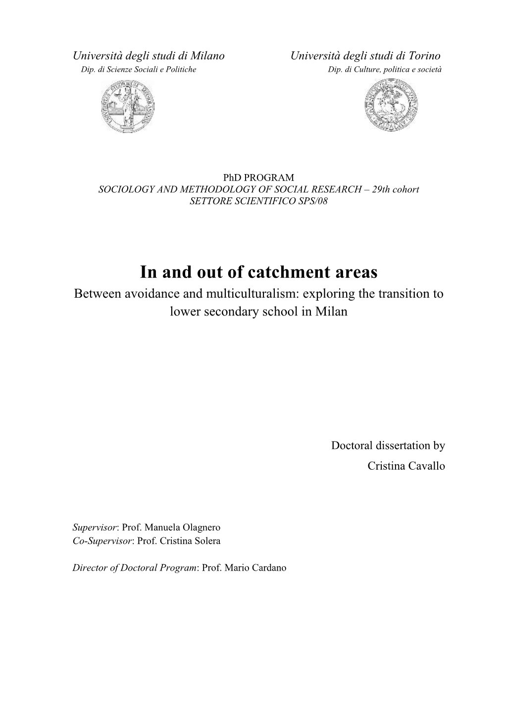 In and out of Catchment Areas Between Avoidance and Multiculturalism: Exploring the Transition to Lower Secondary School in Milan