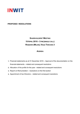 Explanatory Report and Proposed Resolution