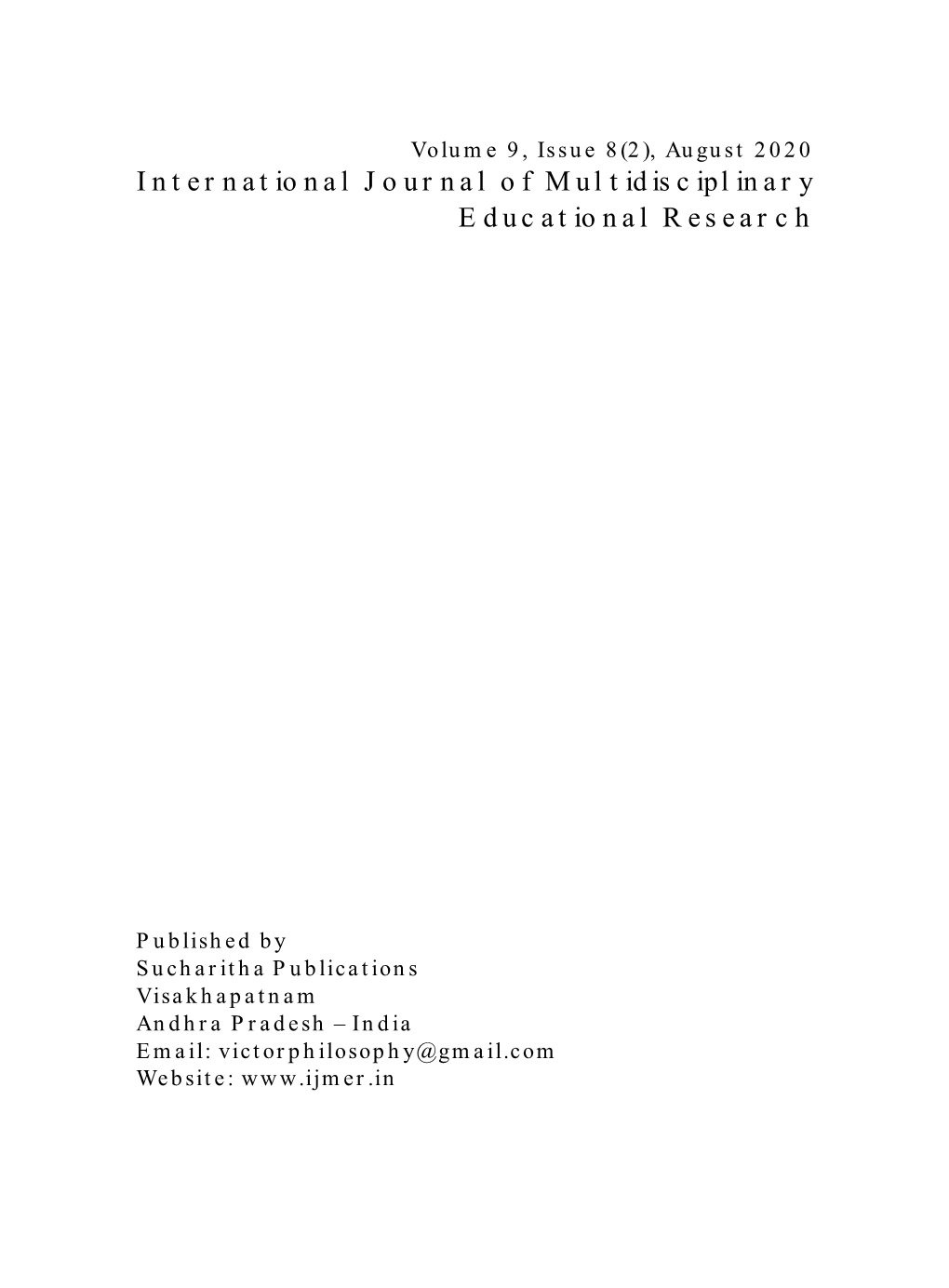 International Journal of Multidisciplinary Educational Research