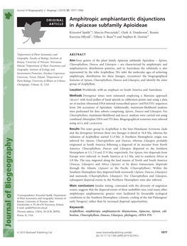 Amphitropic Amphiantarctic Disjunctions in Apiaceae Subfamily