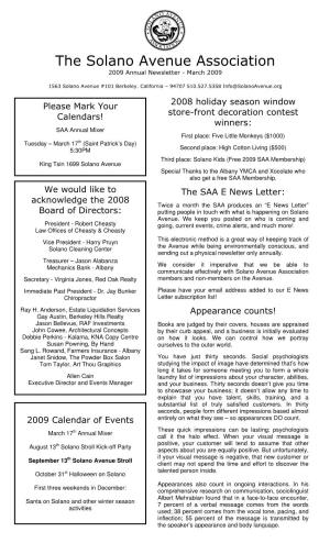 2009 Annual Newsletter - March 2009
