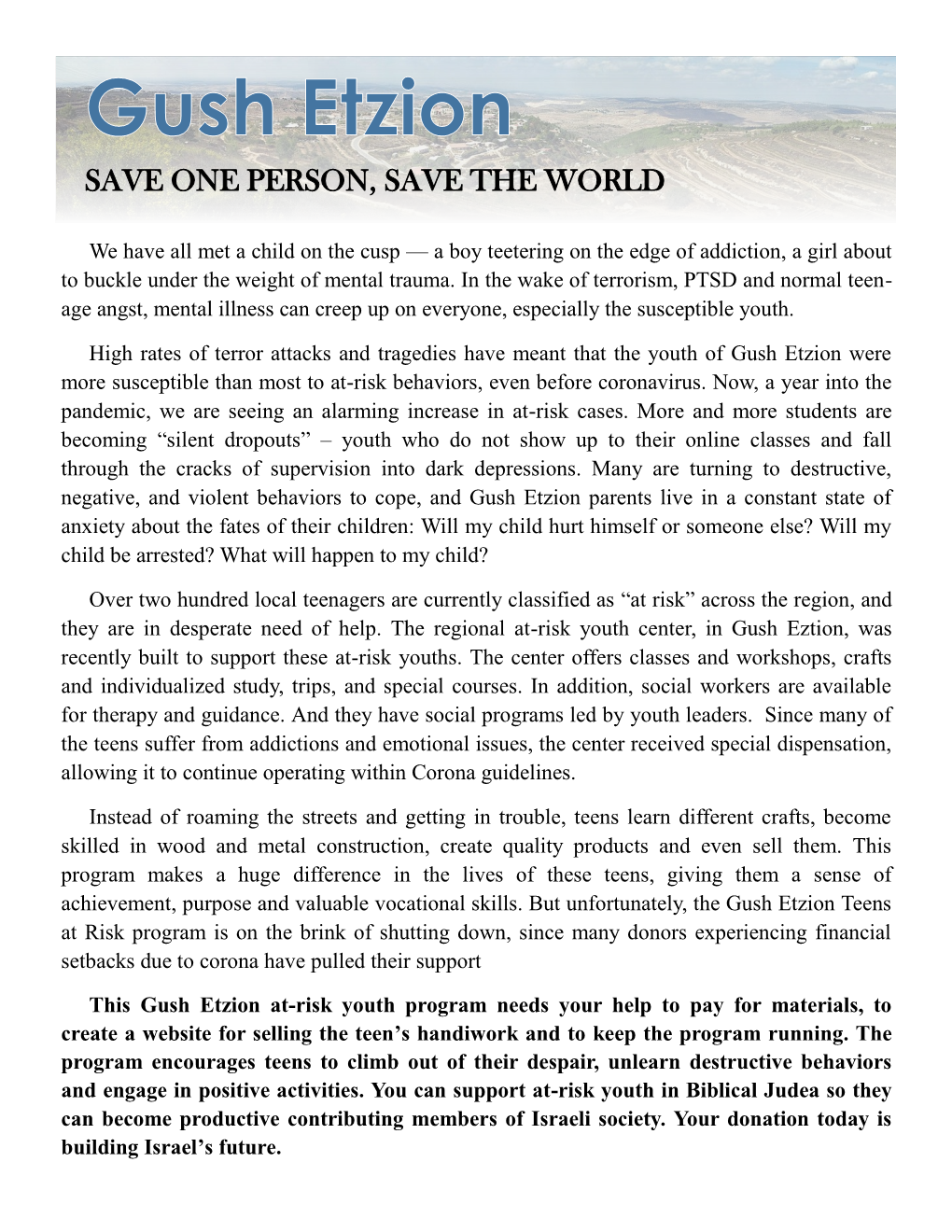 Save One Person, Save the World