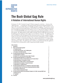 The Bush Global Gag Rule a Violation of International Human Rights