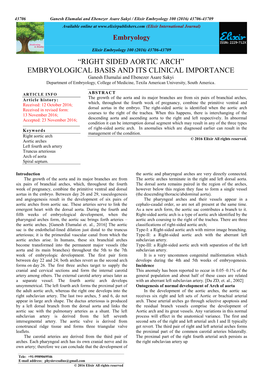 “Right Sided Aortic Arch” Embryological Basis and Its