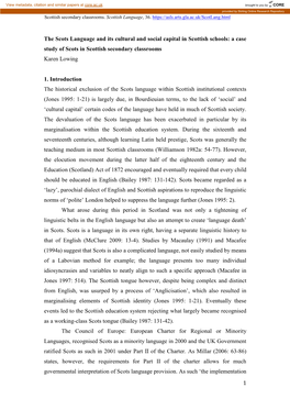 1 the Historical Exclusion of the Scots Language Within Scottish Institutional Contexts