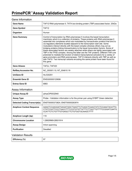 Primepcr™Assay Validation Report