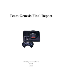 Team Genesis Final Report