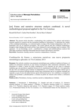 [En] Frame and Narrative Structure Analysis Combined. a Novel Methodological Proposal Applied to the Via Catalana