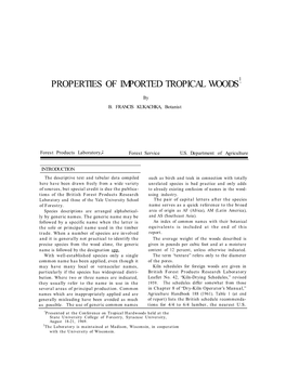 Properties of Imported Tropical Woods