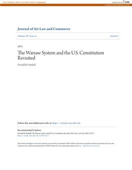 The Warsaw System and the U.S. Constitution Revisited, 39 J