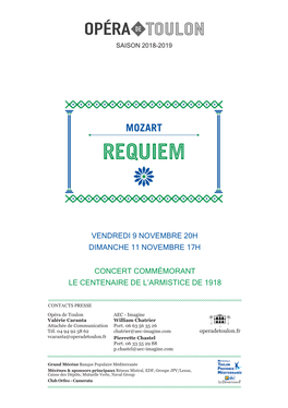 Vendredi 9 Novembre 20H Dimanche 11 Novembre 17H Concert Commémorant Le Centenaire De L'armistice De 1918