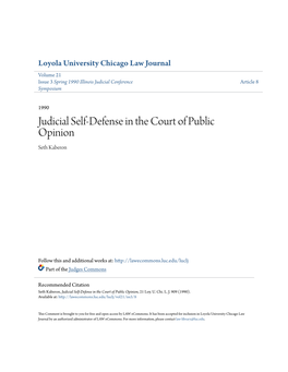 Judicial Self-Defense in the Court of Public Opinion Seth Kaberon