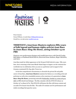THIRTEEN's American Masters Explores Fifty Years of Folk Legend