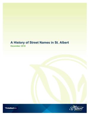A History of Street Names in St. Albert December 2018