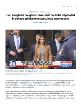 Lori Loughlin's Daughter Olivia Jade Could Be Implicated in College