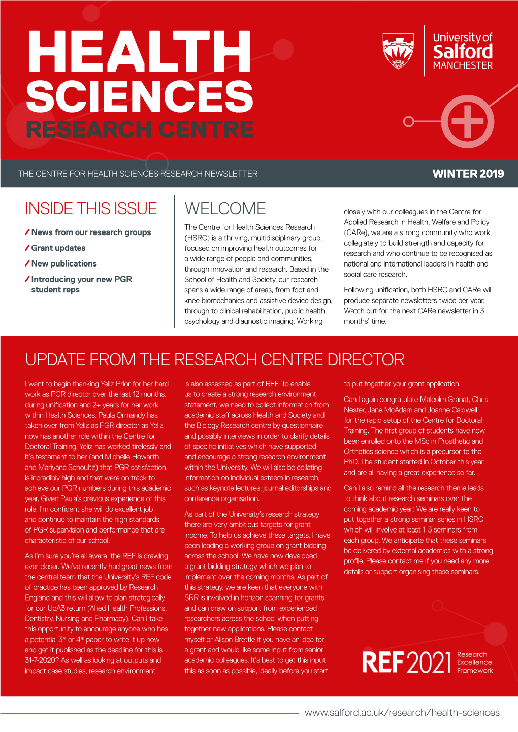 Health Sciences Research Newsletter Winter 2019