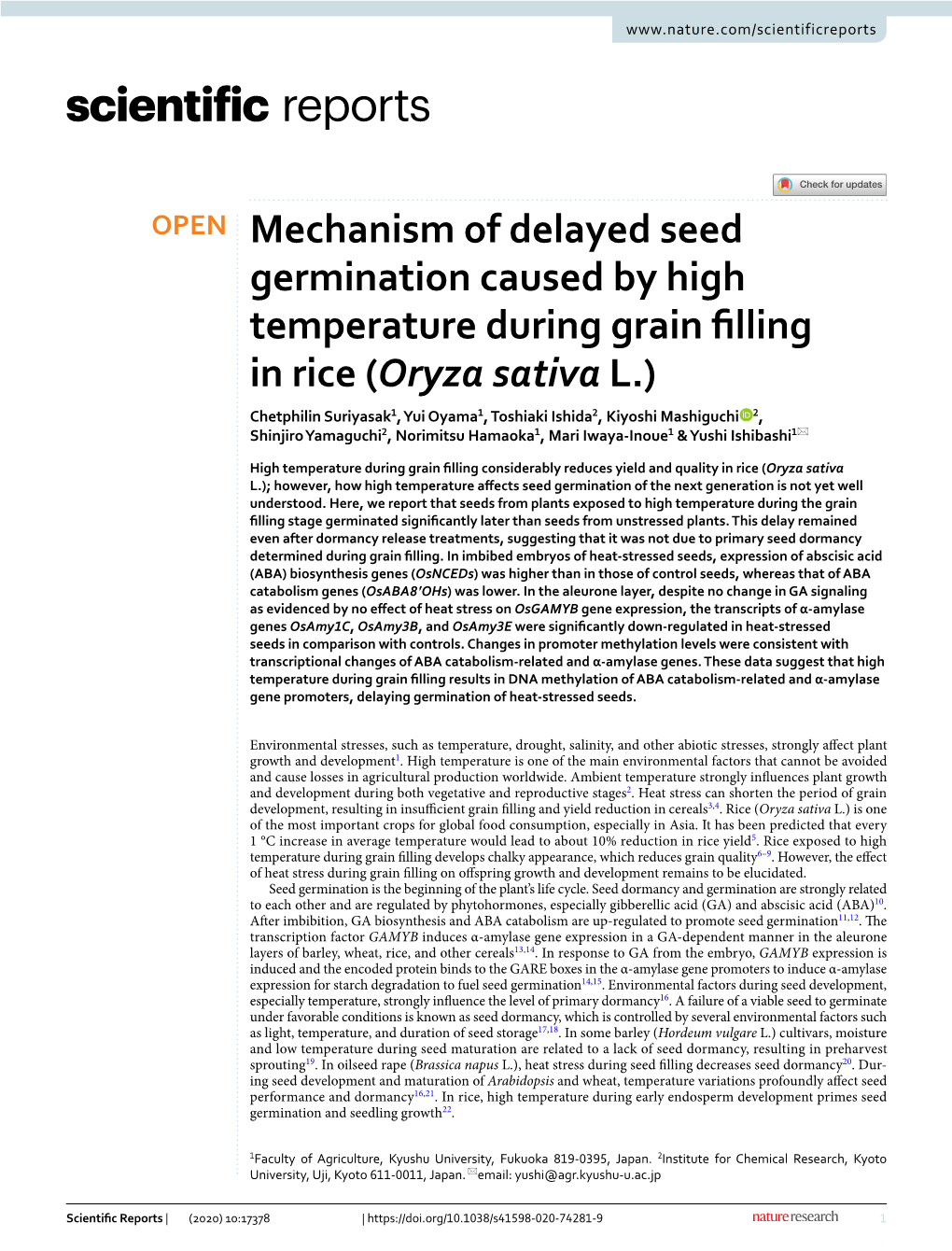 Mechanism of Delayed Seed Germination Caused by High