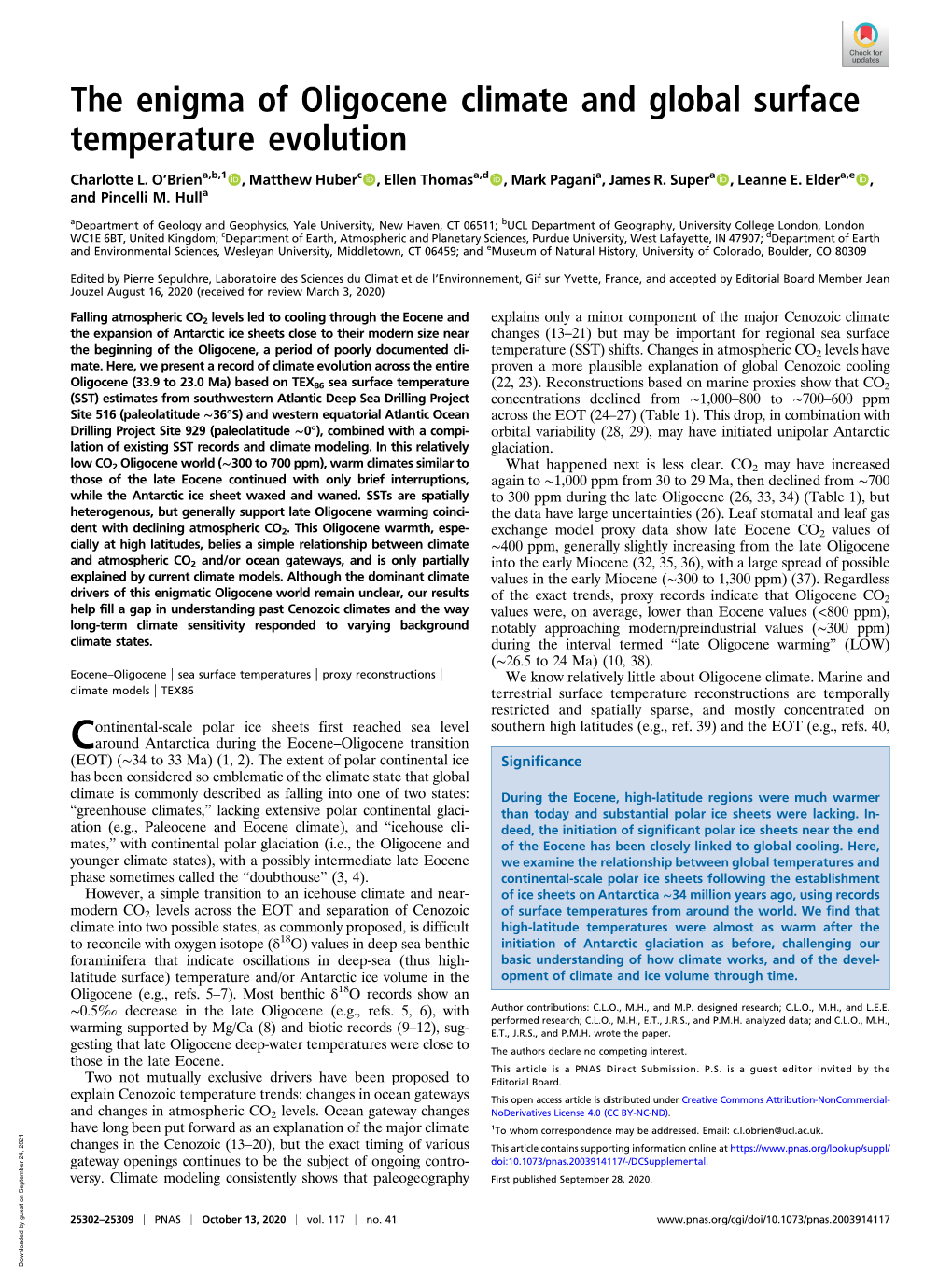 The Enigma of Oligocene Climate and Global Surface Temperature Evolution