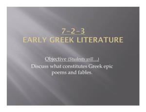 Discuss What Constitutes Greek Epic Poems and Fables