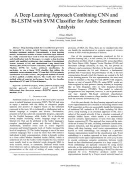 A Deep Learning Approach Combining CNN and Bi-LSTM with SVM Classifier for Arabic Sentiment Analysis