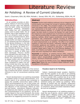 Air Polishing: a Review of Current Literature
