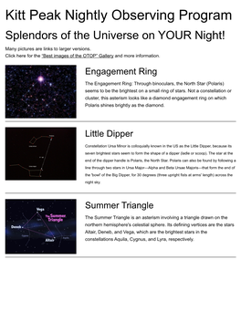 Kitt Peak Nightly Observing Program Splendors of the Universe on YOUR Night!