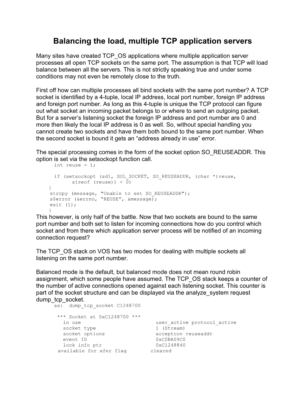 Balancing the Load, Multiple TCP Application Servers