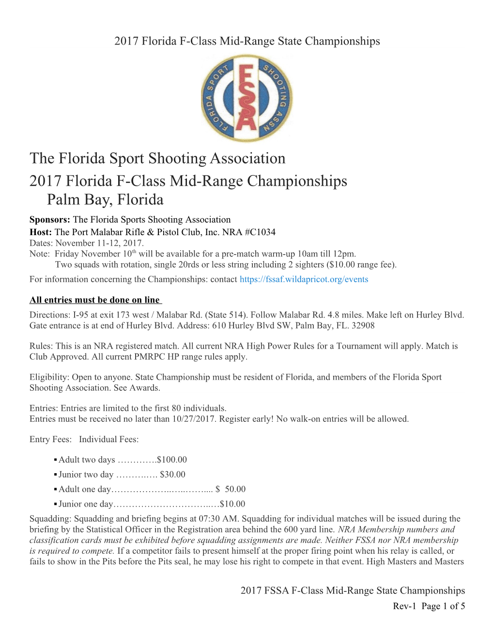 Mid-Range & F-Class Rifle Match Program