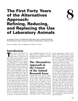 Refining, Reducing, and Replacing the Use of Laboratory Animals