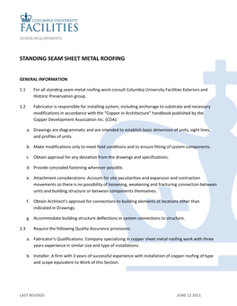 Standing Seam Sheet Metal Roofing