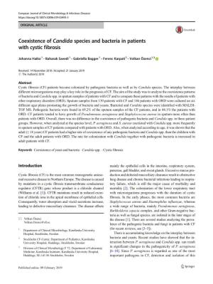 Coexistence of Candida Species and Bacteria in Patients with Cystic Fibrosis