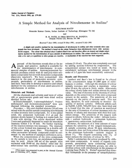 A Simple Method for Analysis of Nitrobenzene in Aniline"