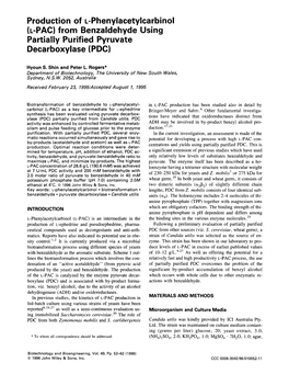 L-PAC) from Benzaldehyde Using Partially Purified Pyruvate Oecarboxylase (PDC