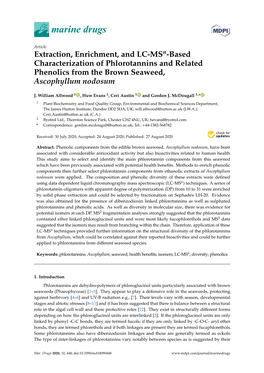 Extraction, Enrichment, and LC-Msn-Based Characterization of Phlorotannins and Related Phenolics from the Brown Seaweed, Ascophyllum Nodosum