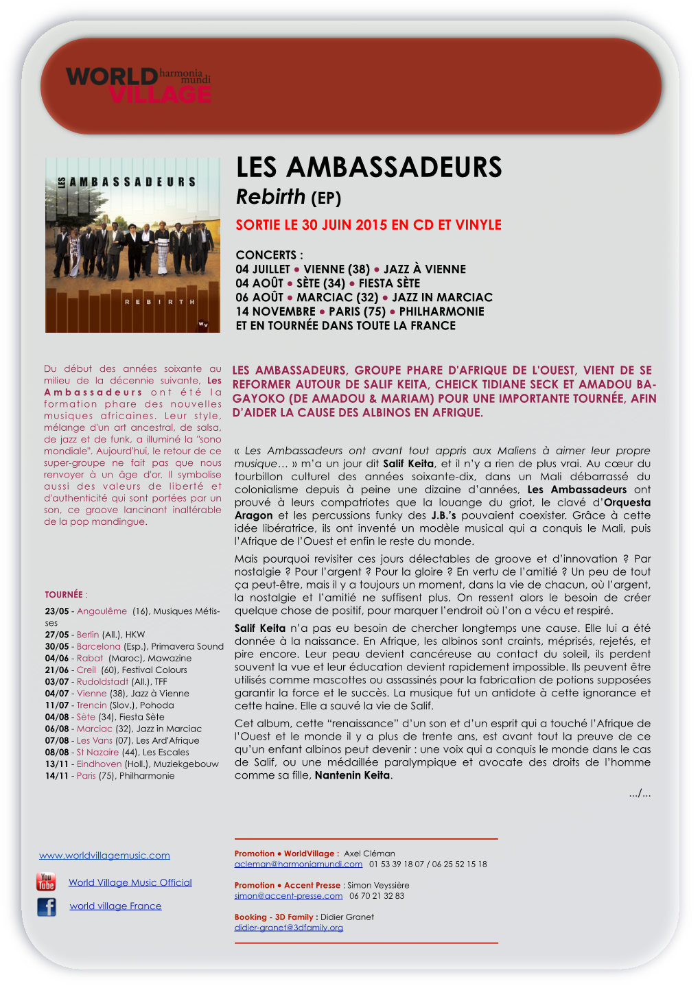 LES AMBASSADEURS Rebirth (EP) SORTIE LE 30 JUIN 2015 EN CD ET VINYLE