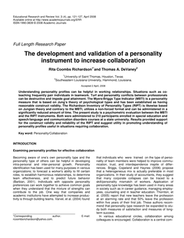 The Development and Validation of a Personality Instrument to Increase Collaboration