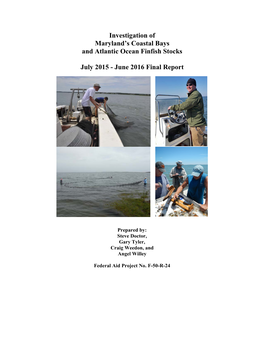 Investigation of Maryland's Coastal Bays and Atlantic Ocean Finfish