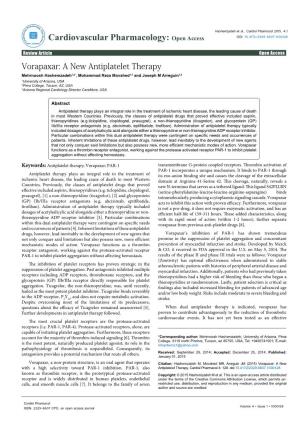 Vorapaxar: a New Antiplatelet Therapy