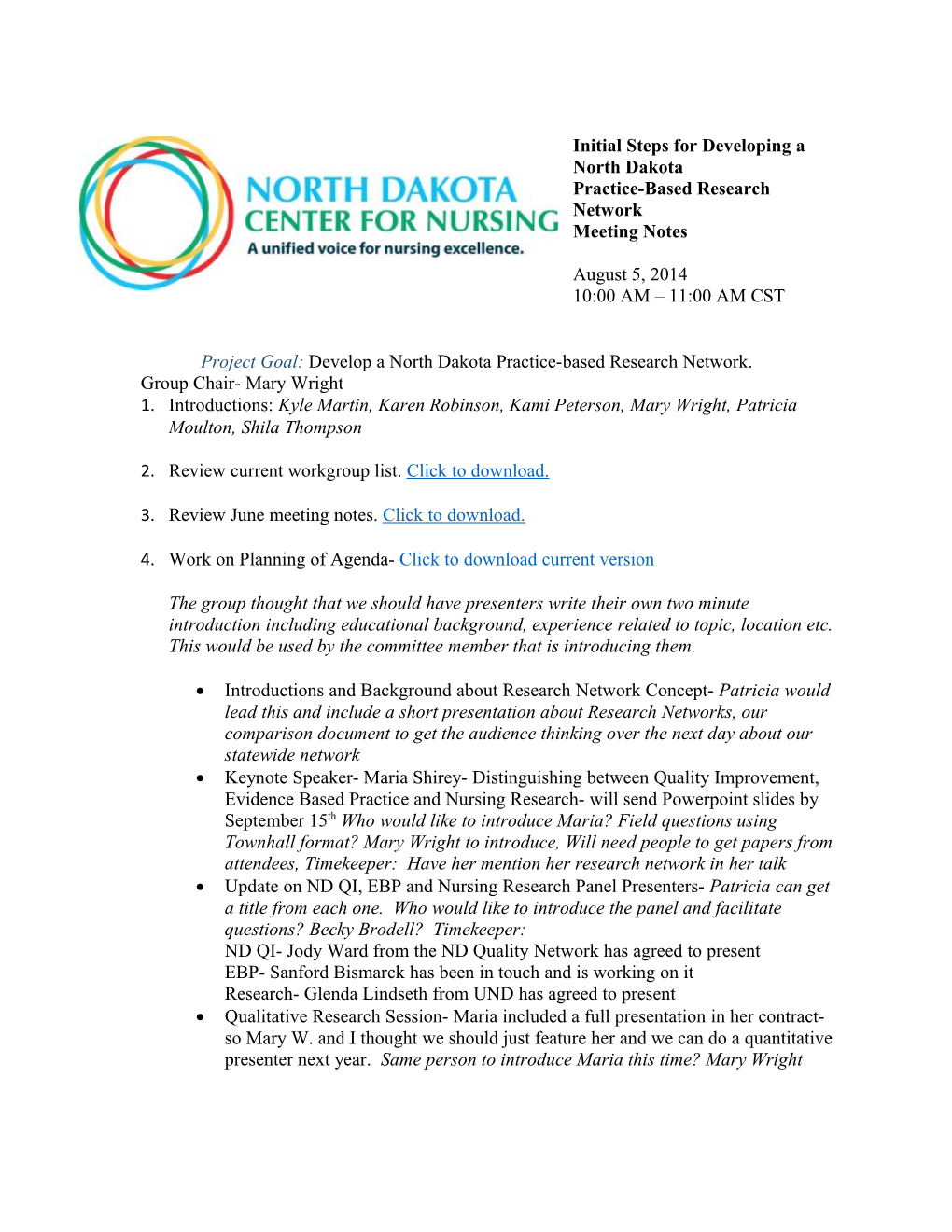 Initial Steps for Developing a North Dakota