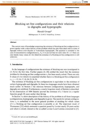 Blocking Set Free Configurations and Their Relations to Digraphs and Hypergraphs
