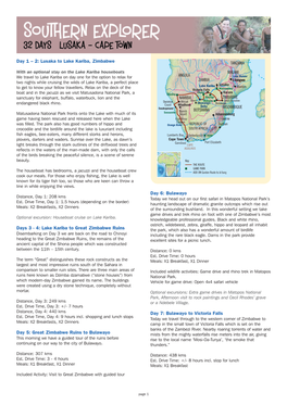 4: Lake Kariba to Great Zimbabwe Ruins Day 5