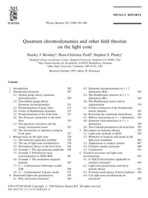 Quantum Chromodynamics and Other Field Theories on the Light Cone