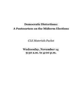 A Postmortem on the Midterm Elections CLE Materials Packet