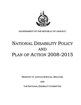 National Disability Policy & Plan of Action 2008-2015