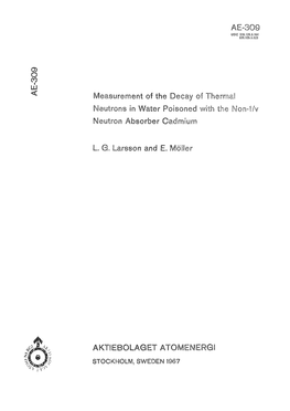 AE-309 Measurement of the Decay of Thermal Neutrons in Water