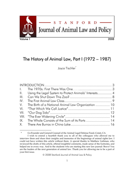 The History of Animal Law, Part I (1972 – 1987)