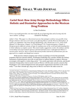 Cartel Next: How Army Design Methodology Offers Holistic and Dissimilar Approaches to the Mexican Drug Problem